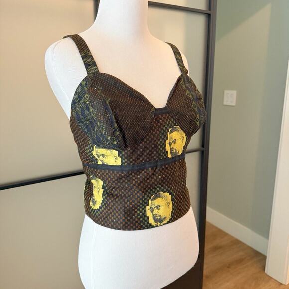 Women’s African Print Ethnic Malcom X Tank Top Bustier Handmade Women’s M/L - Picture 5 of 15